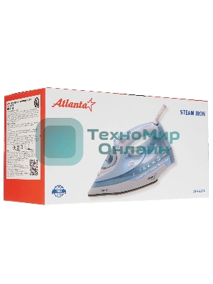 Утюг Atlanta ATH-5544 голубой/белый, 2200 Вт, 32 г/мин, 85 г/мин, 400 мл