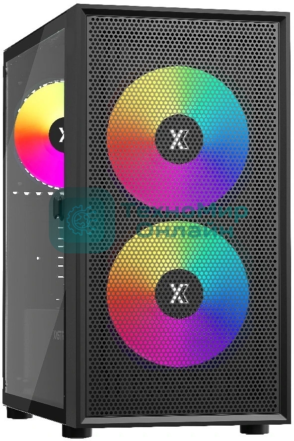 Компьютерный корпус XASTRA A305M 3ARGb Black mATX/Mesh/tempered glass/2x140мм + 1x120мм ARGb PWM fans/Door/ A305M-2FC14A-1FC12A-D