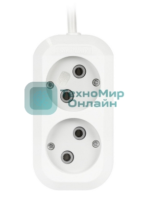 Удлинитель бытовой Smartbuy (SBE-10-2-03-N) 2 гнз х 3,0 м (10А/2.2 кВт, ПВС 2х1.0)