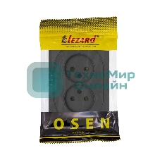 Розетка 2-м LEZARD СП OSEN без заземл. ПБТ, механизм, черный бархат 743-4200-128B