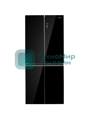 Холодильник Maunfeld MFF192NFB01 Inverter черный стекло трехкамерный 334/184л морозилка снизу, No Frost, Side by Side