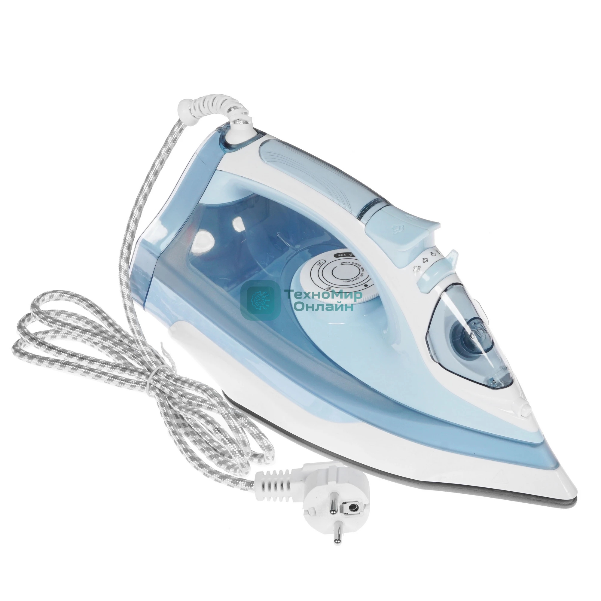 Утюг Atlanta ATH-5544 голубой/белый, 2200 Вт, 32 г/мин, 85 г/мин, 400 мл