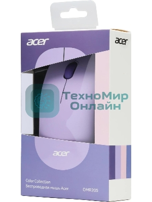 Мышь беспроводная Acer OMR205 фиолетовый, 1200 dpi, радиоканал, USB, кнопки - 3