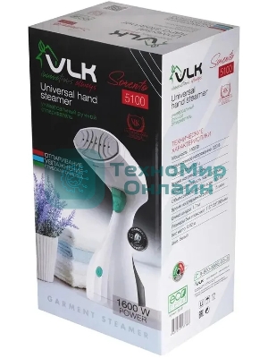 Отпариватель VLK Sorento 5100 белый, 1600 Вт, 30 г/мин, 300 мл