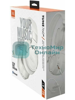Беспроводные/проводные наушники JBL Tune 770NC белый, полноразмерные, Bluetooth + проводной, активное шумоподавление, до 70 ч