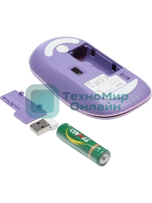 Мышь беспроводная Acer OMR205 фиолетовый, 1200 dpi, радиоканал, USB, кнопки - 3