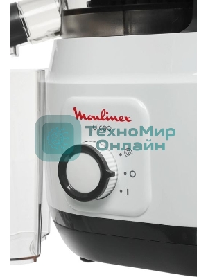 Соковыжималка Moulinex ZU150110 белый/черный, шнековая вертикальная, 150 Вт, 800 мл, электронное, реверс