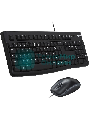 Комплект клавиатура+мышь Logitech MK120 проводной, USB, 1000 DPI, чёрный(заводская гравировка)