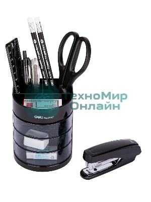 Настольный набор Deli E38253 (12 предметов) пластик, черный