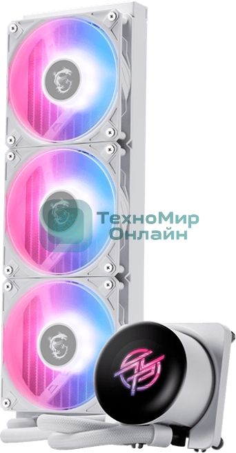 Система жидкостного охлаждения/ Water Cooling System MSI MPG CORELIQUID P13 360 (300W, 360мм, LED, White, ARGB/ Fans: 3x120мм, 64.89CFM, 2050RPM/ Pump 20dBA, 3400RPM, Rad thickness 27мм/ S: 1851, 1700, AM5, AM4)