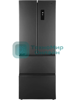 Холодильник Hyundai CM40043F нержавеющая сталь трехкамерный 224/113 л морозилка снизу, No Frost, Side by Side