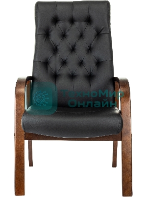 Кресло офисное Бюрократ T-9928WALNUT-CF черный, кожа, на ножках, дерево