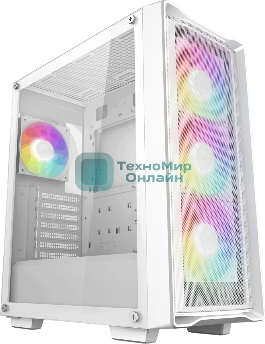 Компьютерный корпус Deepcool CC560 MESH V2 WH без БП, боковое окно (закаленное стекло), 3x120мм ARGb LED вентилятор спереди и 1x120мм ARGb LED вентилятор сзади, белый, ATX