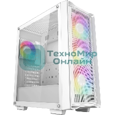 Компьютерный корпус Deepcool CC560 MESH V2 WH без БП, боковое окно (закаленное стекло), 3x120мм ARGb LED вентилятор спереди и 1x120мм ARGb LED вентилятор сзади, белый, ATX