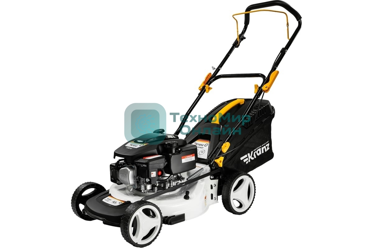 Газонокосилка бензиновая Kranz KR-430NSP несамоходная, 150 см3, 43 см