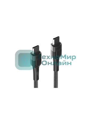Кабель OLMIO BOLT, Type-C - Type-C, 60W, 1.2м, тканевая оплетка, черный