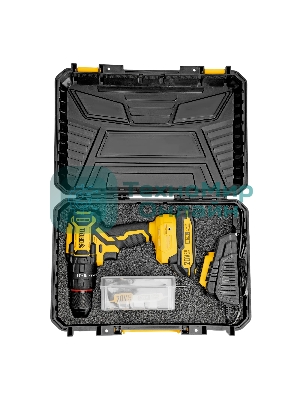 Дрель-шуруповерт Denzel CIDH-BL-20, 20 В, 2 Ач, 80 Нм, бесщеточный, ударный