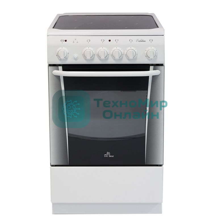 Плита электрическая De Luxe 506004.03ЭС белый, конфорок 4 шт, духовка 60 л, 50 см x 85 см x 60 см
