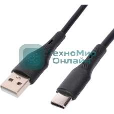 Кабель USB2.0 Cablexpert CC-USB2S-AMCM-1M-BK AM/Type-C, 3А, 18Вт, QC3.0, силиконовый, медь, 1м, черный, пакет