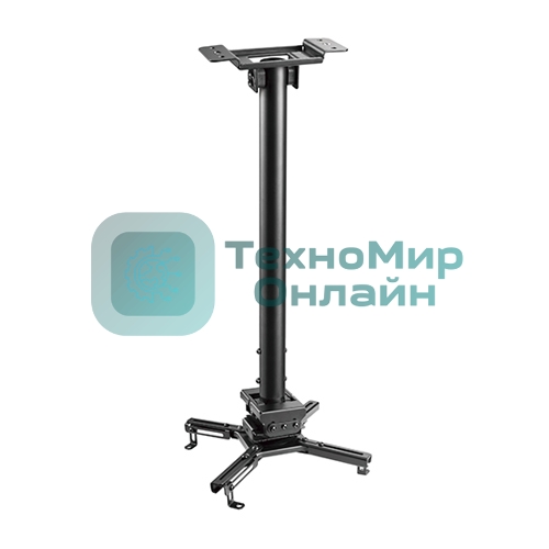 Потолочный комплект для проектора Wize Pro PRH35A крепления+штанги 60-90 см +площадки к потолку для проектора, расстояние между крепежными отверстиями 470мм,наклон +/-20°, поворот +/- 8°,вращение 360°,монтаж на наклонный потолок,до 35кг,черный