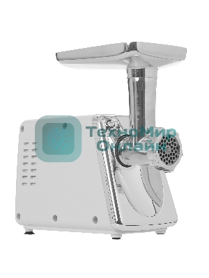 Мясорубка электрическая RENOVA MG200-R1WL белый, 2000 Вт, 2.0 кг/мин, реверс, защита от перегрузки, металлический лоток, насадки - 8