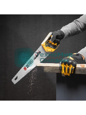 Ножовка по дереву Denzel 400 мм, 11 TPI, зуб 3D, двухкомпонентная рукоятка