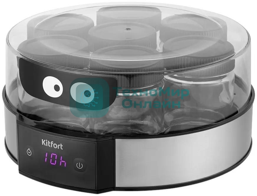 Йогуртница Kitfort КТ-6295 20Вт 7б. 190мл упр.:электрон. серебристый/черный