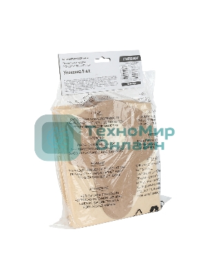 Пылесборник бумажный Patriot для пылесосов: VC 205, VC 206T. 20 л. 5 шт