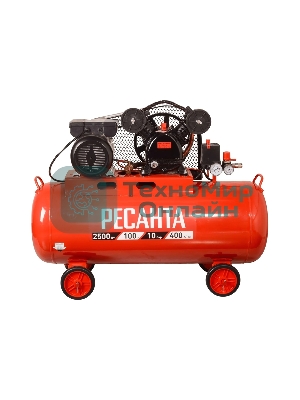 Компрессор поршневой Ресанта КП-100/400Р масляный 400л/мин 100л 2500Вт красный/черный