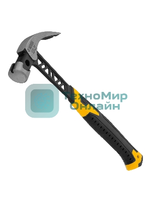 Молоток-гвоздодер Denzel 450 г, цельнокованый, боек с магнитом, двухкомп. обрезин. рук-ка