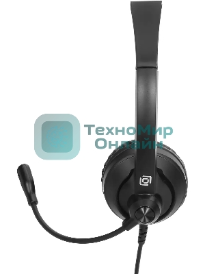 Гарнитура проводная с микрофоном Оклик HS-M500 черный 1.8м накладные оголовье (1900379)