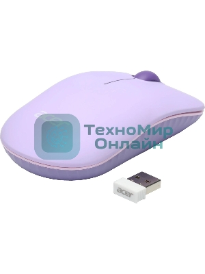 Мышь беспроводная Acer OMR205 фиолетовый, 1200 dpi, радиоканал, USB, кнопки - 3
