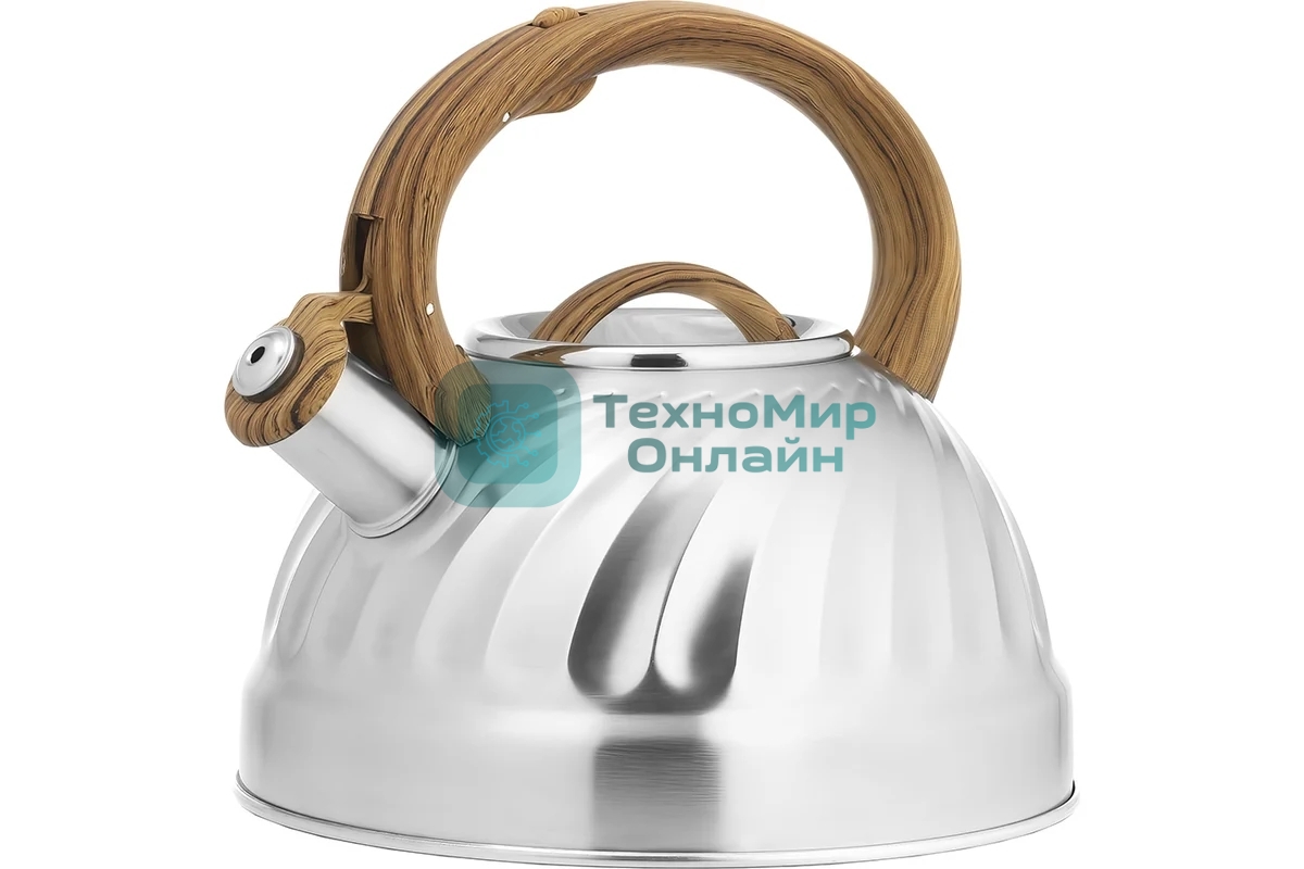 Чайник для плиты LARA LR00-69 (зеркальный) 2.7 л индукционное капсулированное дно, свисток с кноп. Механизмом