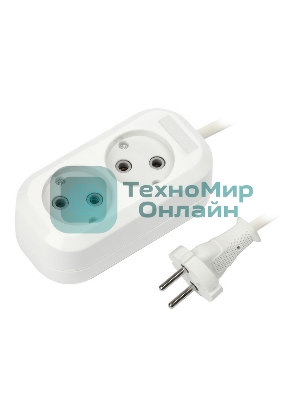 Удлинитель бытовой Smartbuy (SBE-10-2-02-N) 2 гнз х 2,0 м (10А/2.2 кВт, ПВС 2х1.0)