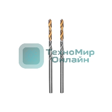 Сверло спиральное по металлу Denzel 3,2 x 65мм, Р6М5, Golden Tip, 2 шт.