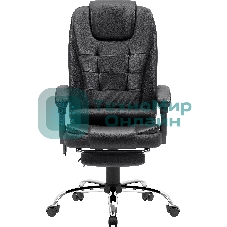 Кресло Defender CARDINAL черный, экокожа, 120 кг, подставка для ног, механизм качания