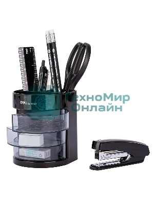 Настольный набор Deli E38253 (12 предметов) пластик, черный