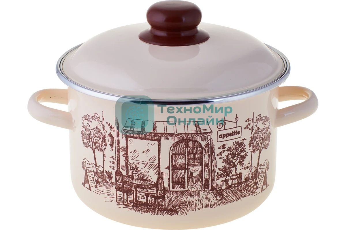 Кастрюля Appetite 1RD201M Cafe эмалированная сталь, цилиндрическая 4 л