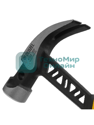 Молоток-гвоздодер Denzel 450 г, цельнокованый, боек с магнитом, двухкомп. обрезин. рук-ка