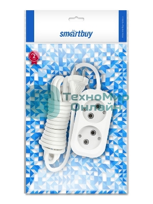 Удлинитель бытовой Smartbuy (SBE-10-2-02-N) 2 гнз х 2,0 м (10А/2.2 кВт, ПВС 2х1.0)
