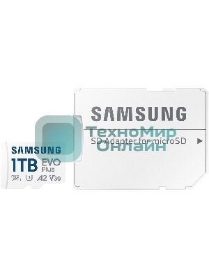 Флеш карта Samsung EVO Plus MicroSDXC MB-MC1T0SA/KR 1Tb A2 U3 V30 +SD Adapter