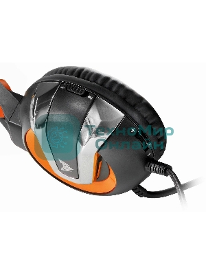 Гарнитура Crown CMGH-3003 чёрный/оранжевый, проводная, подсветка