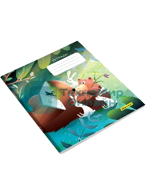 Набор тетрадей Silwerhof 2001668 18 листов, линейка, A5, Лесные друзья 4 дизайна, мелованный картон, водный лак, скрепка (упаковка: 4шт)