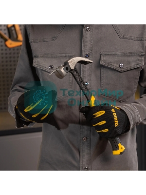 Молоток-гвоздодер Denzel 450 г, цельнокованый, боек с магнитом, двухкомп. обрезин. рук-ка