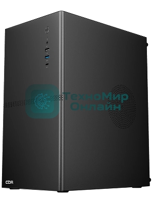 Компьютерный корпус CBR mATX Minitower V863, без БП, 1хUSB 3.0 Type C, 1хUSB 3.0, 1хUSB 2.0, HD Audio+Mic, черный PCC-MATX-V863-WPSU