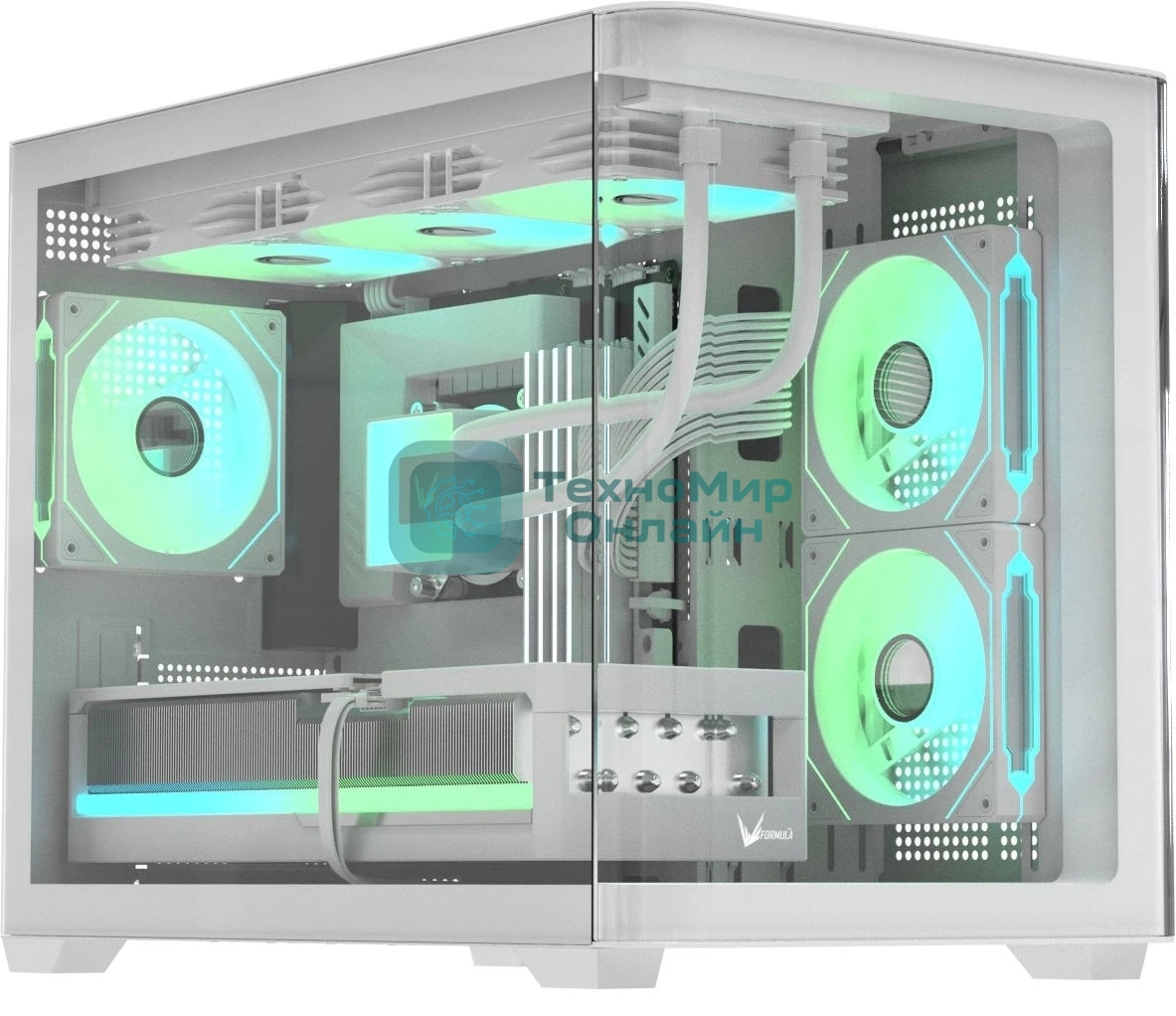 Компьютерный корпус AeroCool/Formula Crystal U2M Floe белый без БП mATX 1xUSB 3.0 audio bott PSU