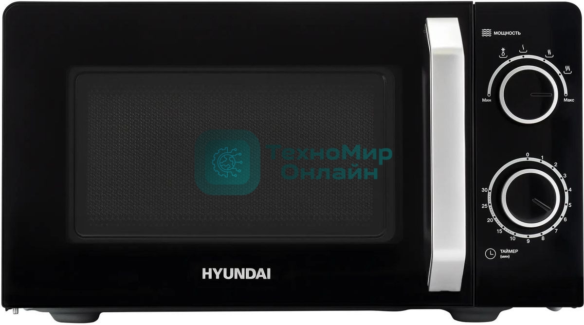 Микроволновая печь Hyundai HYM-M2052 черный, 20 л, 700 Вт, переключатели - поворотный механизм