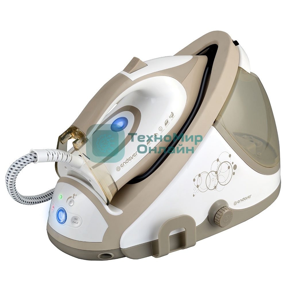 Парогенератор электрический Endever Delta-400, белый/бежевый, мощность 2600 Вт, пост. подача пара 140 г/мин, макс. паровой удар до 400 г/мин