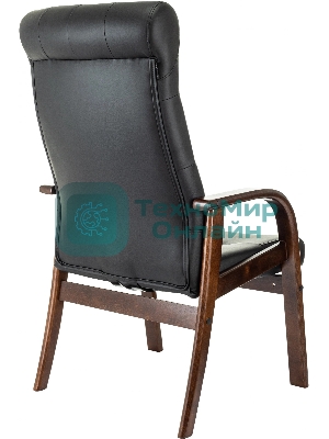 Кресло офисное Бюрократ T-9928WALNUT-CF черный, кожа, на ножках, дерево