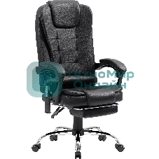 Кресло Defender CARDINAL черный, экокожа, 120 кг, подставка для ног, механизм качания